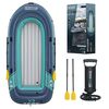 ​Barca gonflabila Bestway, 3 camere de aer, 3 adulti, 2 vasle din plastic, sarcina maxima 360 kg, pompa cu piston inclusa, 294 x 137 cm, albastra, Capacitate persoane	: 3-poza 2-Dacenergy.ro
