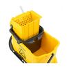 Carucior de curatenie DacEnergy©, plastic durabil, capacitate dubla, 10 si 24 l, storcator profesional pentru mop, patru roti, maner ergonomic, galben, Culoare: Galben-poza 2-Dacenergy.ro