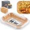 ​Set hartie de copt pentru friteuza, sigure si practice, unica folosinta, 22 x 14 cm, inaltime 4,5 cm, 50 buc, maro-poza 2-Dacenergy.ro