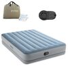 ​Saltea gonflabila Intex, confectionata PVC si velur, cadru din fibre ultradurabile, tehnologia DURA-BEAM, cu pompa electrica incorporata, 2 persoane, 203 x 152 x 36 cm, gri si bleu-poza 2-Dacenergy.ro