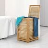 ​Cos pentru rufe DacEnergy©, realizat din bambus lacuit si material textil, cu spatiu de depozitare, design modern, 40x40x58 cm, bej, Culoare: Bej-poza 6-Dacenergy.ro