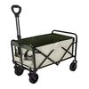 ​Carucior de transport DacEnergy©, fabricat din otel masiv si tesatura Oxford, pliabil, maner reglabil pe inaltime, 2 roti fixe si 2 pivotante, 2 buzunare laterale, 48 x 76 x 67/87 cm, bej si verde-Dacenergy.ro