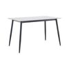 ​Masa de sufragerie DacEnergy©, blat solid, atemporal din piatra cu decor de marmura alba, picioarele din otel, pentru 4-6 persoane, 121 x 71 x 73 cm, neagra, Culoare: Alb, Negru-Dacenergy.ro