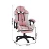 Scaun gaming DacEnergy©, structura din metal si plastic, tapitat cu imitatie piele, cu iluminare LED RGB, inaltimea si spatarul reglabil, cotiere tapitate, 65x65x114-124 cm, roz si alb-poza 2-Dacenergy.ro