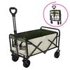 ​Carucior de transport DacEnergy©, fabricat din otel masiv si tesatura Oxford, pliabil, maner reglabil pe inaltime, 2 roti fixe si 2 pivotante, 2 buzunare laterale, 48 x 76 x 67/87 cm, bej si verde-poza 2-Dacenergy.ro