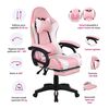 Scaun gaming DacEnergy©, structura din metal si plastic, tapitat cu imitatie piele, cu iluminare LED RGB, inaltimea si spatarul reglabil, cotiere tapitate, 65x65x114-124 cm, roz si alb-poza 3-Dacenergy.ro