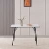 ​Masa dining DacEnergy©, fabricat din MDF, patru picioare negre metalice, design clasic, 4 persoane, 120 x 75 x 75 cm, alba, Culoare: Alb, Negru-poza 3-Dacenergy.ro