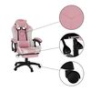 Scaun gaming DacEnergy©, structura din metal si plastic, tapitat cu imitatie piele, cu iluminare LED RGB, inaltimea si spatarul reglabil, cotiere tapitate, 65x65x114-124 cm, roz si alb-poza 4-Dacenergy.ro