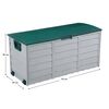 ​Cutie de depozitare pentru gradina DacEnergy©, fabricata din plastic, capac cu balamale, rezistent la intemperii si la radiatii UV, 300 l, 112 x 49 x 54 cm, gri si verde-poza 4-Dacenergy.ro