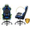 Scaun gaming DacEnergy©, design modern, ergonomic, cotiere rezistente, perna lombara conturata, roti cauciucate, inaltimea si spatarul reglabil, 123x 64,5 cm, negru si albastru ​, Culoare: Albastru, Negru-poza 6-Dacenergy.ro