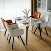 ​Masa de sufragerie DacEnergy©, blat solid, atemporal din piatra cu decor de marmura alba, picioarele din otel, pentru 4-6 persoane, 121 x 71 x 73 cm, neagra, Culoare: Alb, Negru-poza 6-Dacenergy.ro