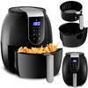 Friteuza cu aer, cos din otel inoxidabil acoperit cu teflon, panou de control al temperaturii, cu display, putere 1300 W, capacitate cos 2,6 kg, negru si argintiu-poza 7-Dacenergy.ro