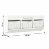 ​Cuier DacEnergy©, realizat din lemn, de perete, 5 agatatoare, 3 cosuri din rachita artificiala si textil, 100 x 40 x 20 cm, alb, Culoare: Alb deschis-poza 7-Dacenergy.ro