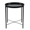 Masuta de cafea DacEnergy©, din metal, forma rotunda, cu blat adanc, picioare de sustinere, pliabila, 43 x 53.5 cm, negru-Dacenergy.ro