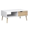 Masuta de cafea DacEnergy©, design modern, realizata din PAL laminat, 1 sertar, 1 polita, finisaj alb si stejar sonoma, 98.6 x 60.1 x 42.6 cm-Dacenergy.ro