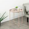 Masuta de cafea DacEnergy©, realizata din metal, design rustic, forma rotunda, 47 x 47 x 50.2, finisaj roz nude-poza 2-Dacenergy.ro