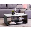 Masuta cafea DacEnergy©, material PAL melaminat, aspect de lemn negru, blat din MDF, folie lucioasa alba, polita din sticla transparenta, forma dreptunghiulara, 101 x 60 x 45 cm, 1C, Culoare: Alb, Negru-poza 2-Dacenergy.ro