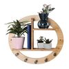Raft DacEnergy©, realizat din bambus lacuit si otel, forma rotunda, 5 carlige, 3 rafturi, 46x10x41 cm, natural-poza 5-Dacenergy.ro