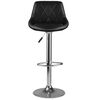 Set 2 buc scaune de bar cu spatar DacEnergy©, imitatie de piele, suport pentru picior, baza cromata, inaltime reglabila, negru-Dacenergy.ro