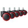 Set role pentru scaun de birou DacEnergy©, duble, material rezistent, 5 buc, negru si rosu-Dacenergy.ro