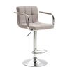 Scaun bar DacEnergy©, structura din metal cromat, sezut si spatar din material textil, cu brate, inaltime reglabila, 53x46x87.5-108.5 cm, gri taupe-Dacenergy.ro