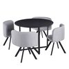 ​Set de bucatarie DacEnergy©, design modern si atractiv, masa fixa, realizata din MDF, 4 scaune, cu spatar, 100 x 73 cm, negru si gri deschis-Dacenergy.ro
