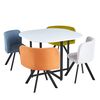 ​Set de bucatarie DacEnergy©, design modern si atractiv, masa fixa, realizata din MDF, 4 scaune, cu spatar, 100 x 73 cm, alb si culori mixte-Dacenergy.ro