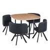 ​Set de bucatarie DacEnergy©, design modern si atractiv, masa fixa, realizata din MDF, 4 scaune, cu spatar, 100 x 73 cm, stejar si negru-Dacenergy.ro