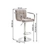 Scaun bar DacEnergy©, structura din metal cromat, sezut si spatar din material textil, cu brate, inaltime reglabila, 53x46x87.5-108.5 cm, gri taupe-poza 2-Dacenergy.ro