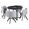 ​Set de bucatarie DacEnergy©, design modern si atractiv, masa fixa, realizata din MDF, 4 scaune, cu spatar, 100 x 73 cm, negru si gri deschis-poza 2-Dacenergy.ro