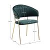 ​Scaun de sufragerie de design DacEnergy©, cadru metalic, tesatura Velvet, spatar si cotierele matlasate, 58 x 53 x 81,5 cm, crom auriu si verde inchis-poza 2-Dacenergy.ro