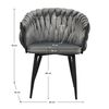 ​Fotoliu pentru sufragerie DacEnergy©, tesatura velvet catifelata, patru picioare negre de metal, spatarul si cotierele au cusaturi decorative, 64 x 55 x 78 cm, gri inchis-poza 4-Dacenergy.ro
