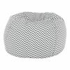 Fotoliu Puf DacEnergy©, confectionat din material textil, umplut cu bilute de polistiren, 60x50x60 cm, model zig-zag, alb si gri-Dacenergy.ro