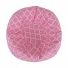 Fotoliu Puf DacEnergy©, confectionat din material textil, umplut cu bilute de polistiren, 60x50x60 cm, cu model, alb si roz-Dacenergy.ro
