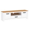 Comoda TV DacEnergy©, realizat din PAL laminat, muchii ABS, 2 dulapuri, 1 sertare, 1 spatiu deschis, cu finisaj alb si stejar craft auriu, 163.8 x 45.7 x 53.9 cm-Dacenergy.ro