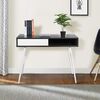 Birou DacEnergy©, blat din PAL melamina, picioare din metal, design contemporan, spatiu pentru depozitare, 100 x 77 x 58 cm, gri antracit si alb-poza 2-Dacenergy.ro