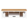 Comoda TV DacEnergy©, realizat din PAL laminat, muchii ABS, 2 dulapuri, 1 sertare, 1 spatiu deschis, cu finisaj alb si stejar craft auriu, 163.8 x 45.7 x 53.9 cm-poza 2-Dacenergy.ro