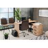 Birou DacEnergy©, din PAL melaminat, stil modern, design functional, de colt, 3 sertare, 3 rafturi, stejar artisan si negru, 137.5 x 75 x 101.5 cm-poza 3-Dacenergy.ro