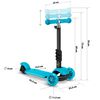 Trotineta pentru copii 3in1, constructie moderna si sigur, cos in forma de gargarita, detasabil, iluminare LED colorata a rotilor din fata, turcoaz-poza 11-Dacenergy.ro