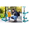 Trotineta pentru copii 3in1, constructie moderna si sigur, cos in forma de gargarita, detasabil, iluminare LED colorata a rotilor din fata, turcoaz-poza 4-Dacenergy.ro
