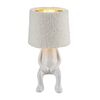 ​Veioza de masa, design jucaus, abajur textil pufos, corp din ceramica, un bec cu soclu E14, 40 W, 280 x 150 mm, crem-Dacenergy.ro