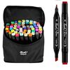 ​Set 60 markere duble DacEnergy©, cerneala pe baza de alcool, cu varf de 1 mm si 6 mm, cu geanta, nuante vibrante, intense, colorate, Numar bucati/set	: 60-Dacenergy.ro