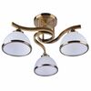Lustra Klausen, structura metalica, abajururi din sticla, decorate cu inele din metal, 3 surse cu soclu E27, 40W, bronz si alb-Dacenergy.ro