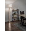 ​Lampadar, abajur textil, 2 surse de lumina LED si E27, 17 W, 1900 lm, lumina calda, functie de reglare a intensitatii luminoase, aspect lemn si alb-poza 2-Dacenergy.ro