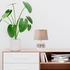 Veioza, din ceramica smaltuita si abajur textil, design modern, 28 W, mesaj HOME, 27 cm, alb si bej-poza 2-Dacenergy.ro