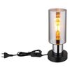 Veioza, structura metalica, abajur din sticla, sursa cu soclu E27, 25 W, comutator on/off, 270 x 110 mm, negru mat si fumuriu-poza 2-Dacenergy.ro
