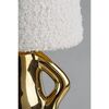 ​Veioza de masa, design jucaus, abajur textil pufos, corp din ceramica, un bec cu soclu E14, 40 W, 280 x 150 mm, auriu si crem-poza 3-Dacenergy.ro