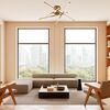 ​Lustra LED, structura din metal, abajurul din plastic, design inedit, 40 W, 2800 lm, lumina calda, 660 x 660 x 280 mm, combinatia eleganta de auriu si alb-poza 3-Dacenergy.ro