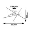 ​Lustra LED, structura din metal, abajurul din plastic, design inedit, 40 W, 2800 lm, lumina calda, 660 x 660 x 280 mm, combinatia eleganta de auriu si alb-poza 5-Dacenergy.ro