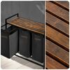 ​Cos de rufe DacEnergy©, raft din lemn, cadru din otel, material textil, 3 compartimente pentru sortarea, 120 litri, 93 x 72 x 32 cm, negru-poza 2-Dacenergy.ro